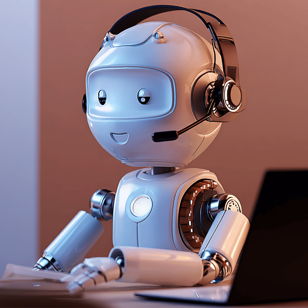 Asistente virtual Lucía usando una laptop